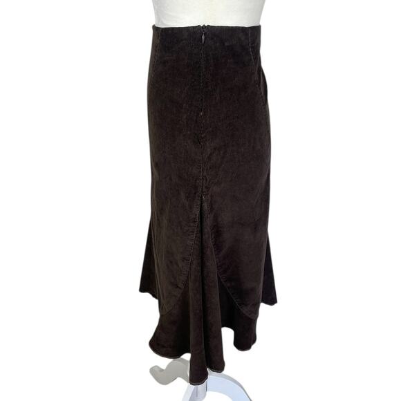 Horny Toad Bamboo Corduroy A-Line Ruffled Skirt Brown Size 8 Y2K Granola Girl - Picture 3 of 10